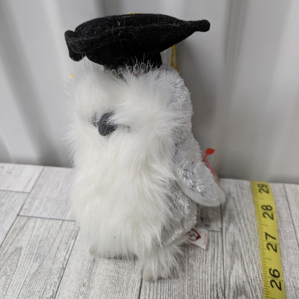 Ty Plush Owl Toy with Black Cap